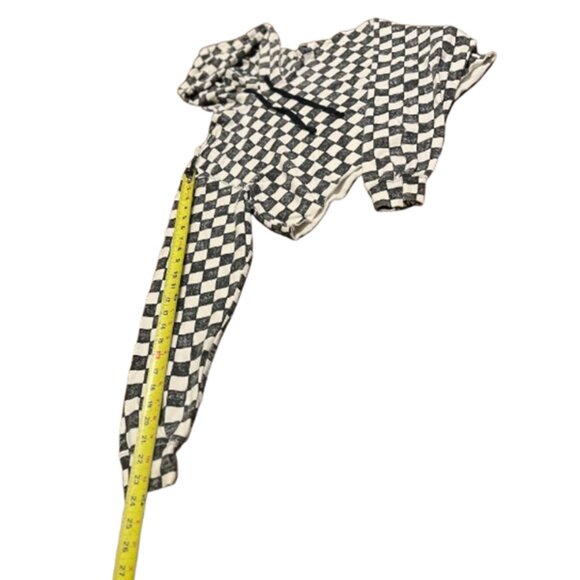 Oversized Checkered Cut Out Bolero Crop Top Hoodie - Picture 6 of 6